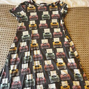 LuLaRoe Jessie Swing Dress, Size M, Typewriter Pattern